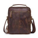 vintage crazy horse leather 9.7 inch pad genuine leather men anti theft shoulder messenger bag with many pockets