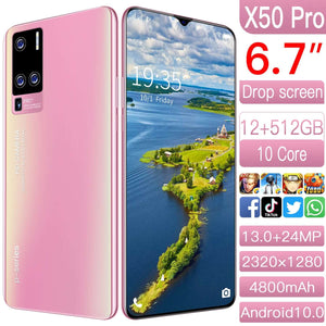 X50 pro 12GB+512GB 5.8 Inch 4800mAh Android 10.0  Unlocked Cell Phone  Smart Mobile Phones 4G Android Smartphone