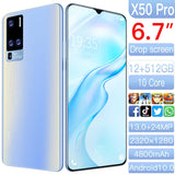 X50 pro 12GB+512GB 5.8 Inch 4800mAh Android 10.0  Unlocked Cell Phone  Smart Mobile Phones 4G Android Smartphone