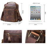 vintage crazy horse leather 9.7 inch pad genuine leather men anti theft shoulder messenger bag with many pockets